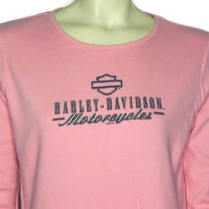 Harley Davidson Womens L Top Pink Long Sleeve